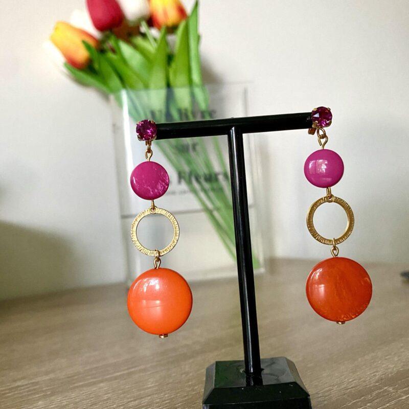 ROZE-ORANJE OORBELLEN